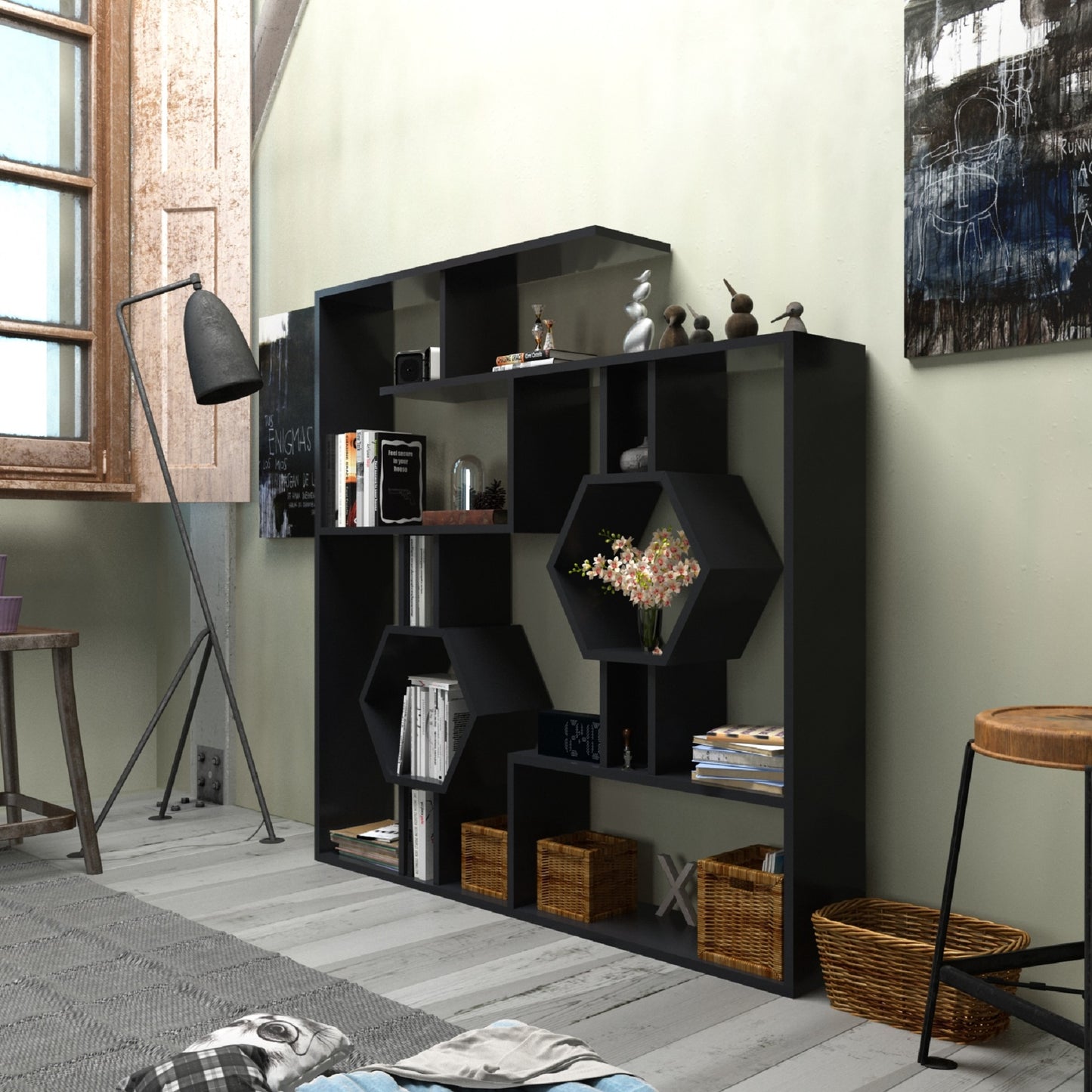 Bookshelf Tamara-Black-TMR52BC10