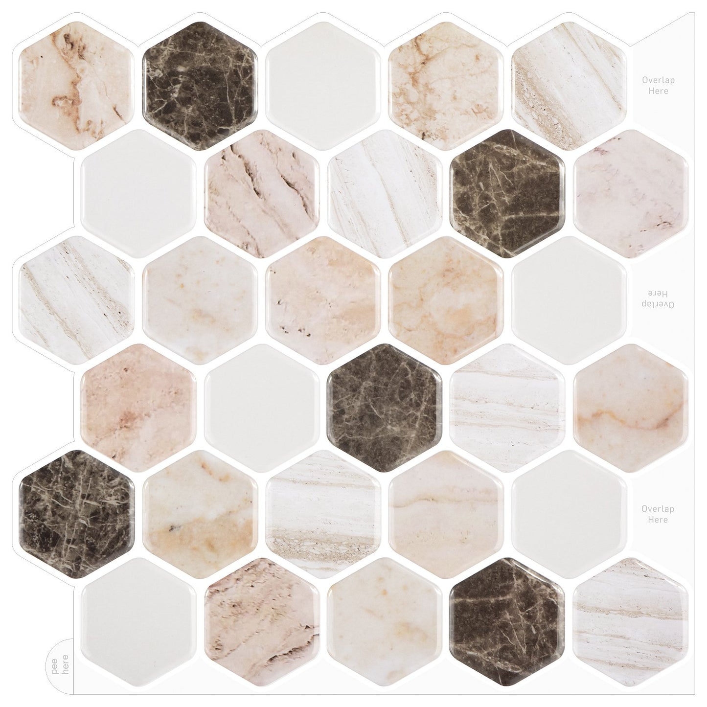 1.2 mm Peel and Stick Brown Marble Wall Tile Home Decor Bathroom Living Room TSQS62