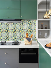 Square Blue And Yellow Vinyl Tile