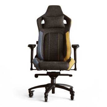 Ergonomic office chair with black and gray design on a white background