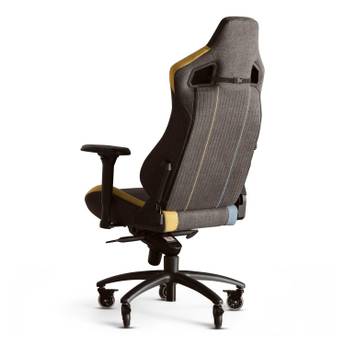 Ergonomic office chair with gray and black design on a white background
