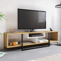 Asal 59'' TV Unit - Oud Oak & White & Black