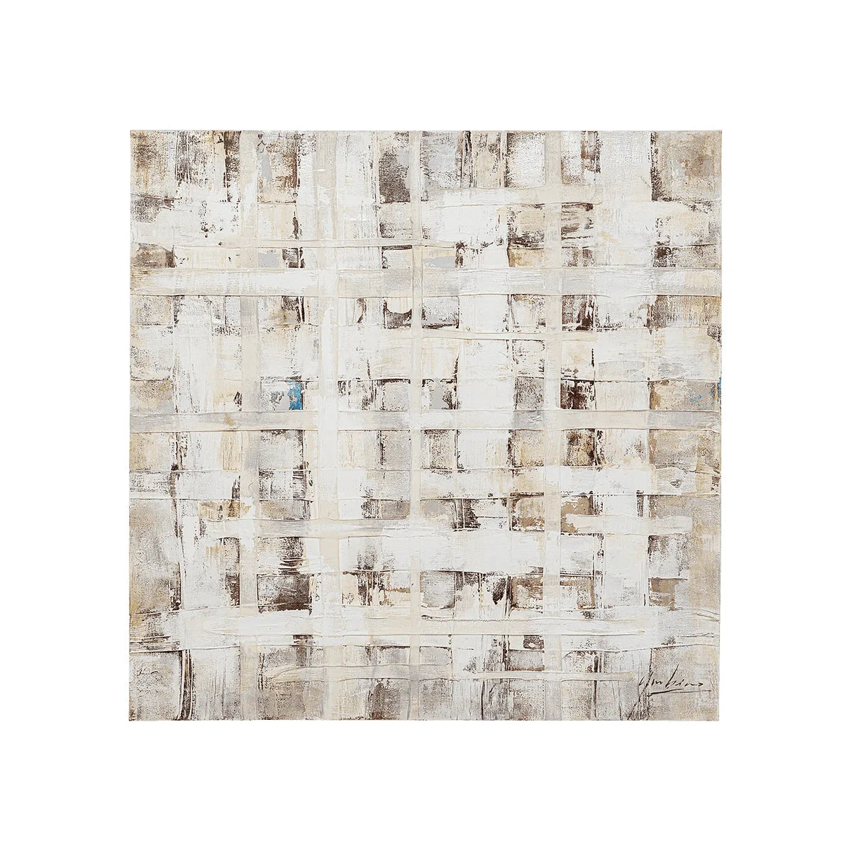 Abstract art piece with wicker pattern on a white background