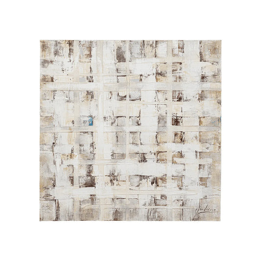 Abstract art piece with wicker pattern on a white background