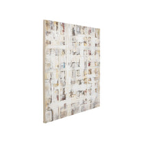 Wooden panel with a mosaic pattern on a white background