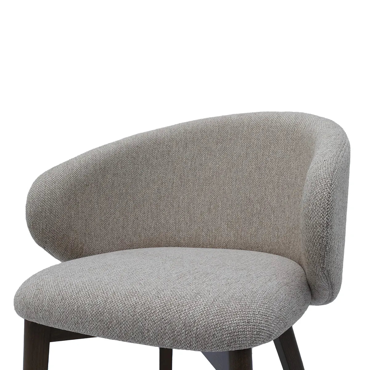 Gray upholstered chair on a white background