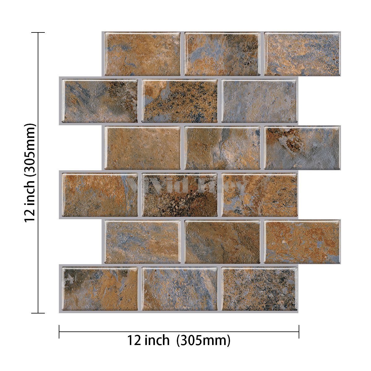 Thick 1.6mm 12 X 12 Inch Peel And Stick Colorful Subway Style Vinyl Wall Tile Home Decor VP103