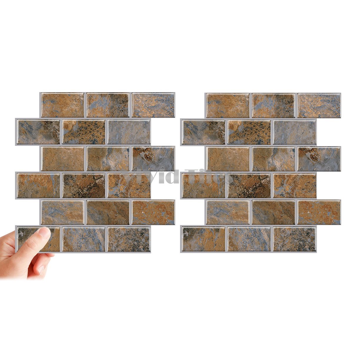 Thick 1.6mm 12 X 12 Inch Peel And Stick Colorful Subway Style Vinyl Wall Tile Home Decor VP103
