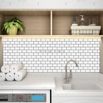 White With Dark Grey Grout Brick PET Tile  VP110