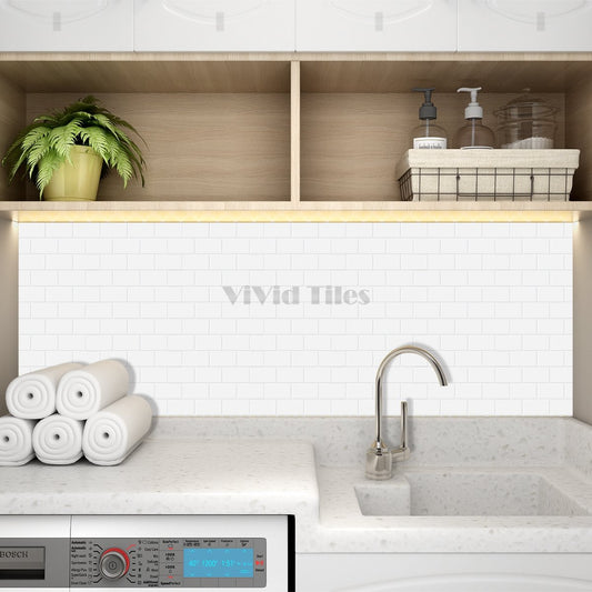 Pure White Brick PET Wall Tile VP112