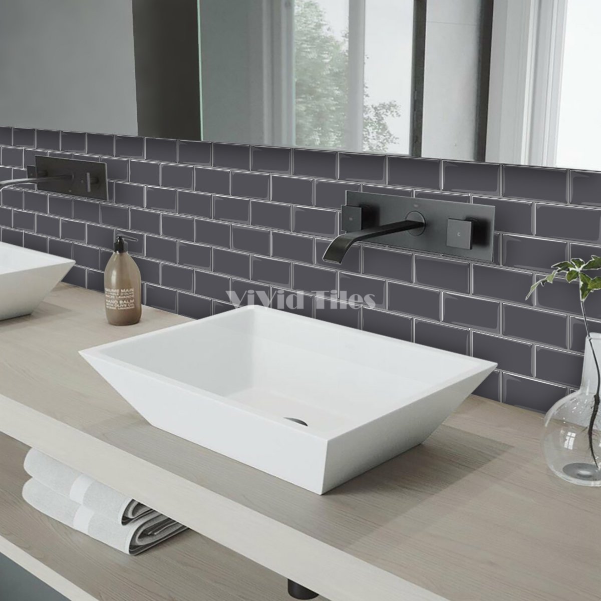Thick 1.6mm 12.6*10.6 Inch Peel And Stick Pink With White Grout Brick Vinyl Wall Tile Home Decor VP220