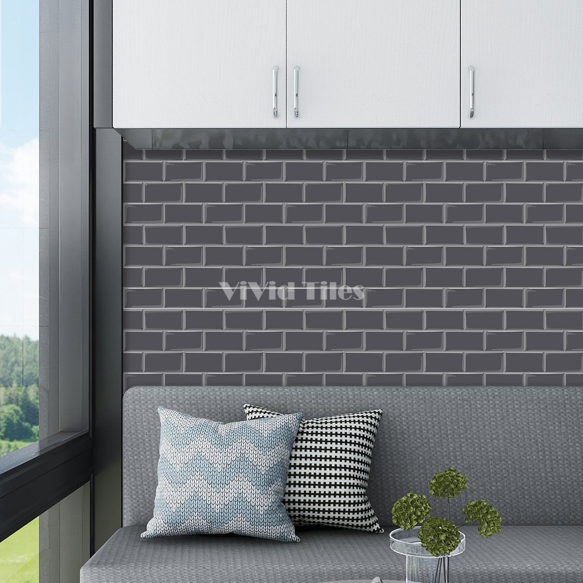 Thick 1.6mm 12.6*10.6 Inch Peel And Stick Pink With White Grout Brick Vinyl Wall Tile Home Decor VP220