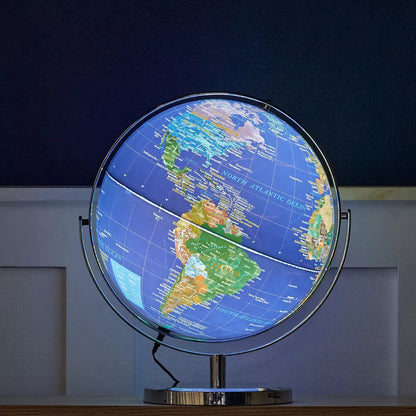 World globe on a stand with a dark background - Vasco Globe Table Lamp - 40cm LED USB Powered