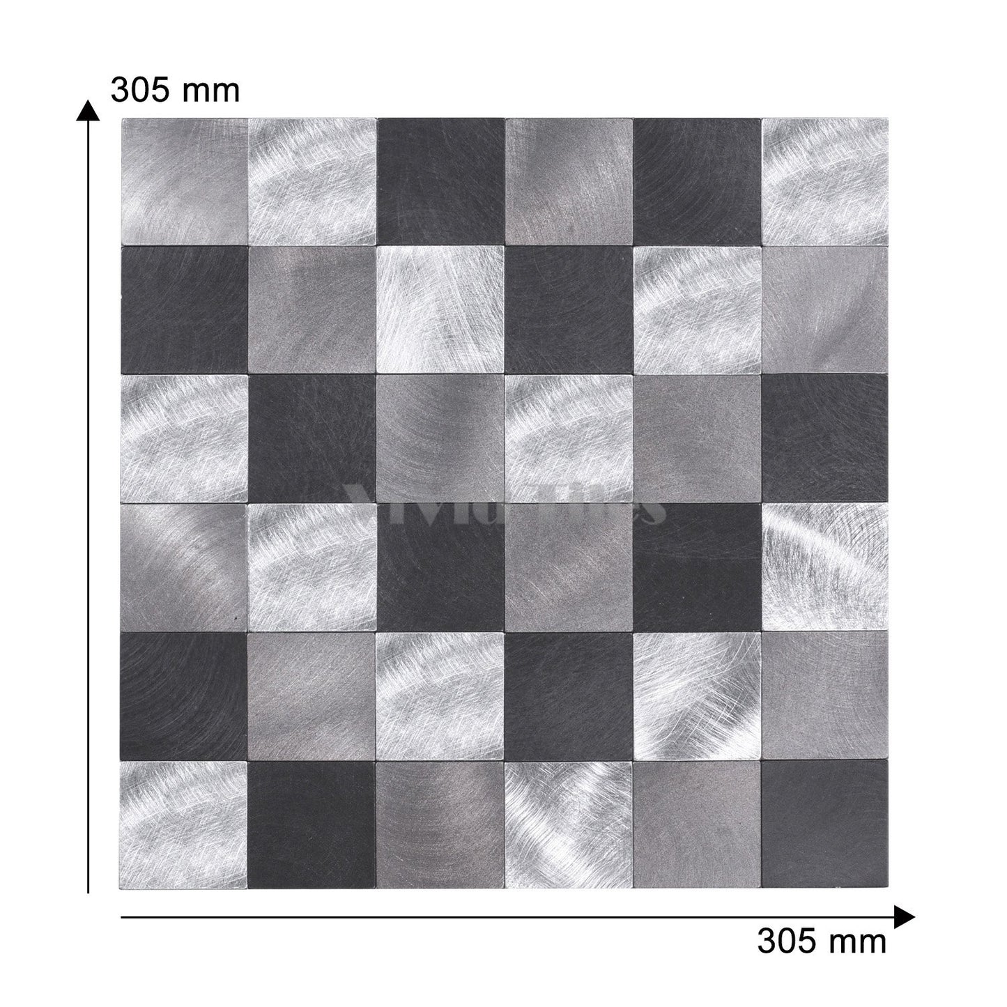 Black and Silver Stainless Square Composite Tile WJ-21