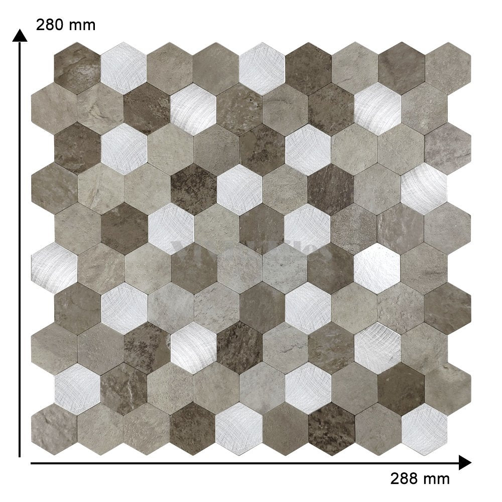 Hexagon Marble and Metal Mixed PVC Composite Tile WJ16