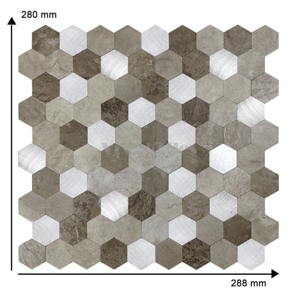 Hexagon Marble and Metal Mixed PVC Composite Tile WJ16