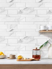 Whte Marble Strip PVC Composite Tile WJS-3014