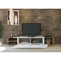 TV Unit Zebra - White, Teak-ZBR108TS01