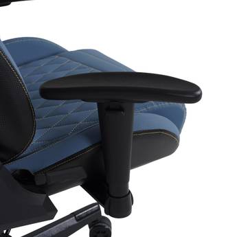 Blue office chair with armrest on a white background
