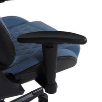 Blue office chair with armrest on a white background