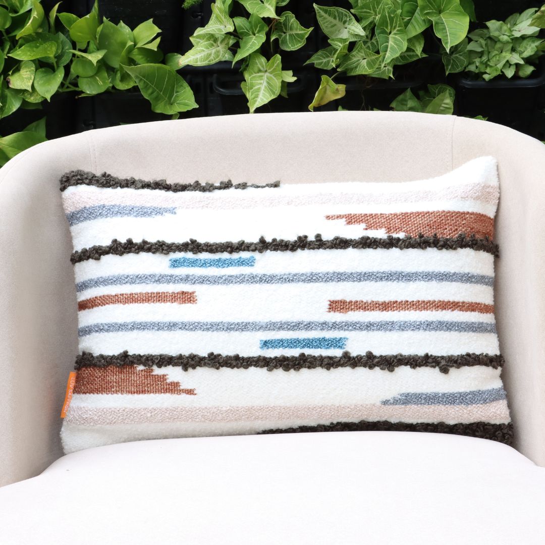 Abstract Colourful Stripes Handwoven Cushion Covers, 40 x 60 cm by Luv Saffron | Souqify