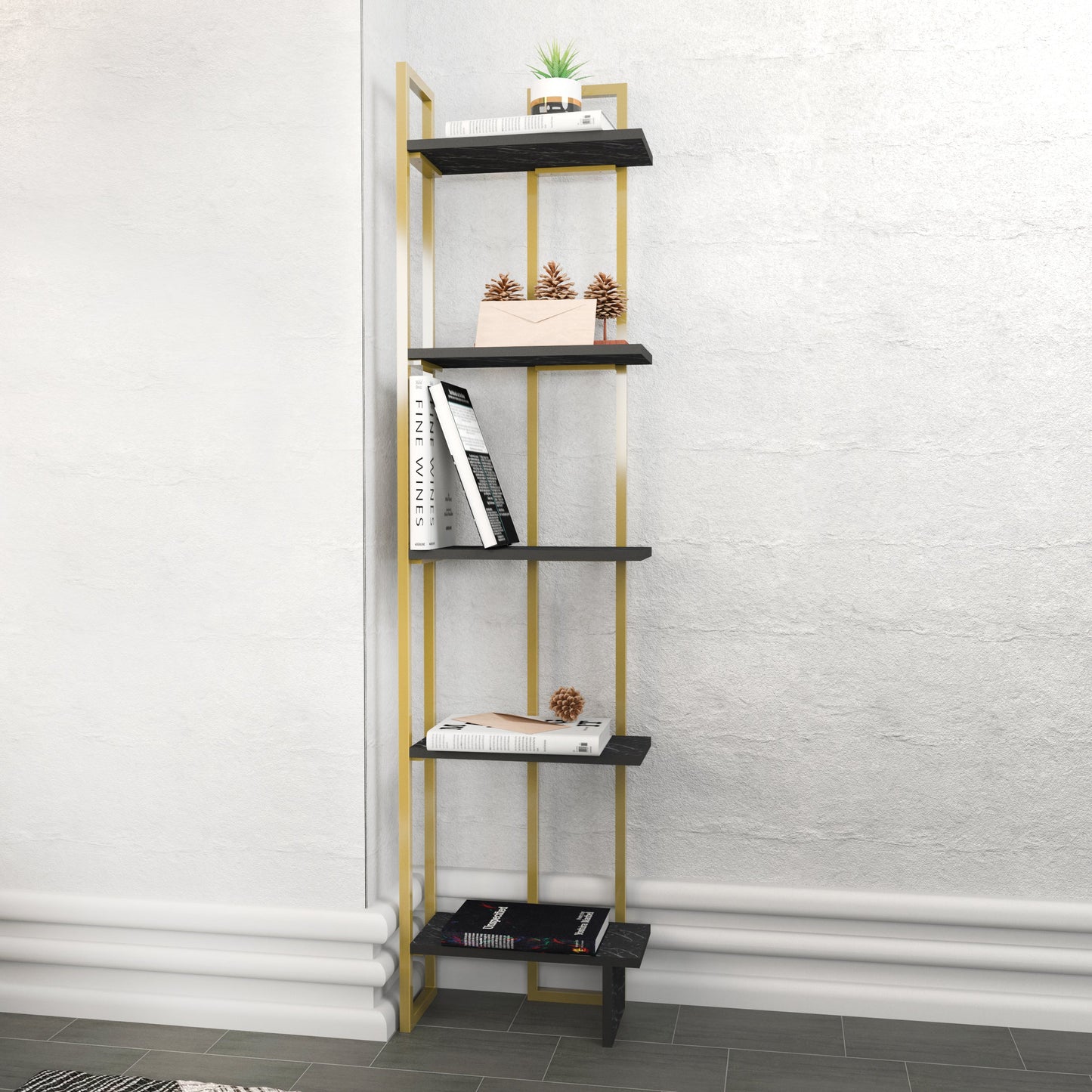 Alice Metal Bookcase BENDIRE GOLD by DECOROTIKA | Souqify