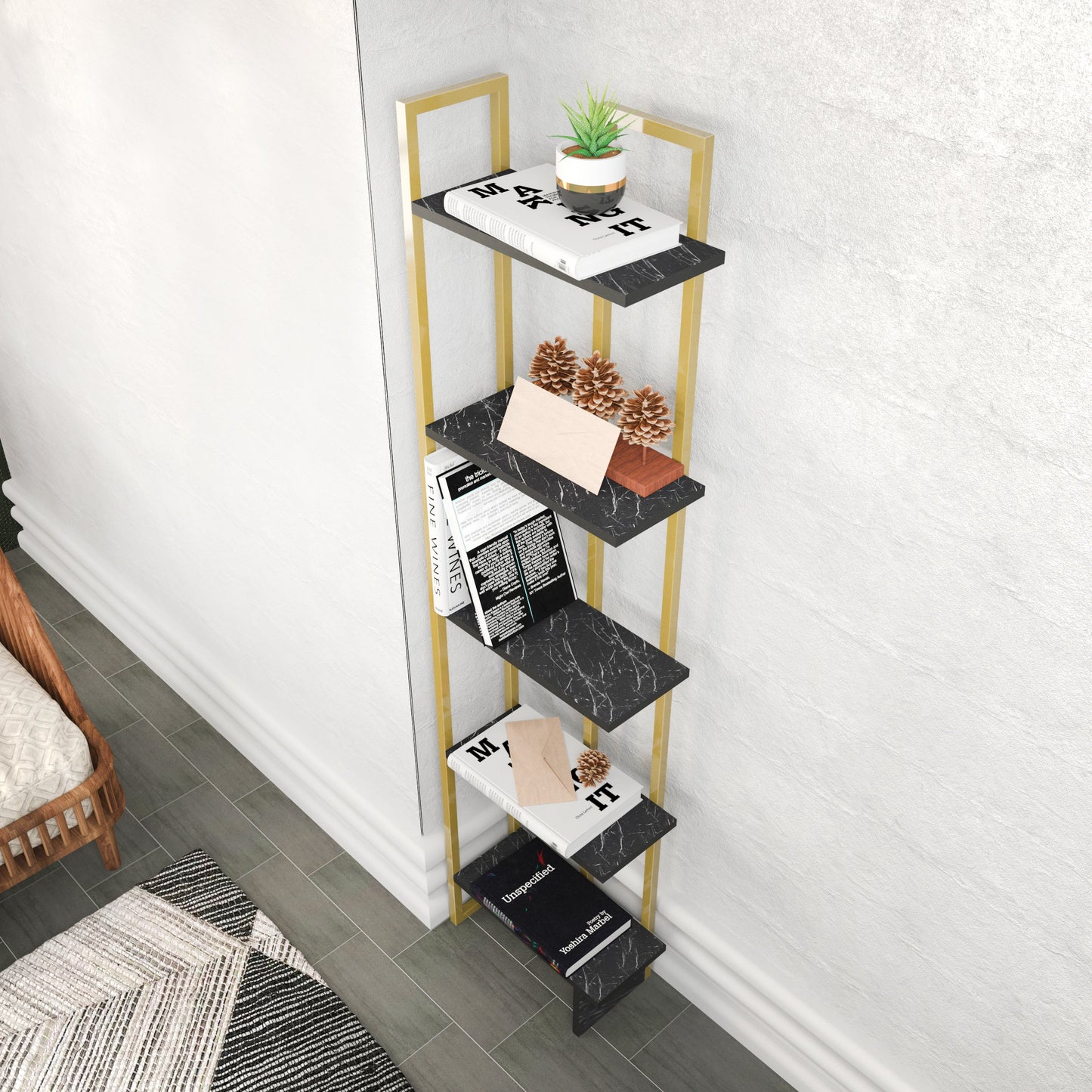 Alice Metal Bookcase BENDIRE GOLD by DECOROTIKA | Souqify
