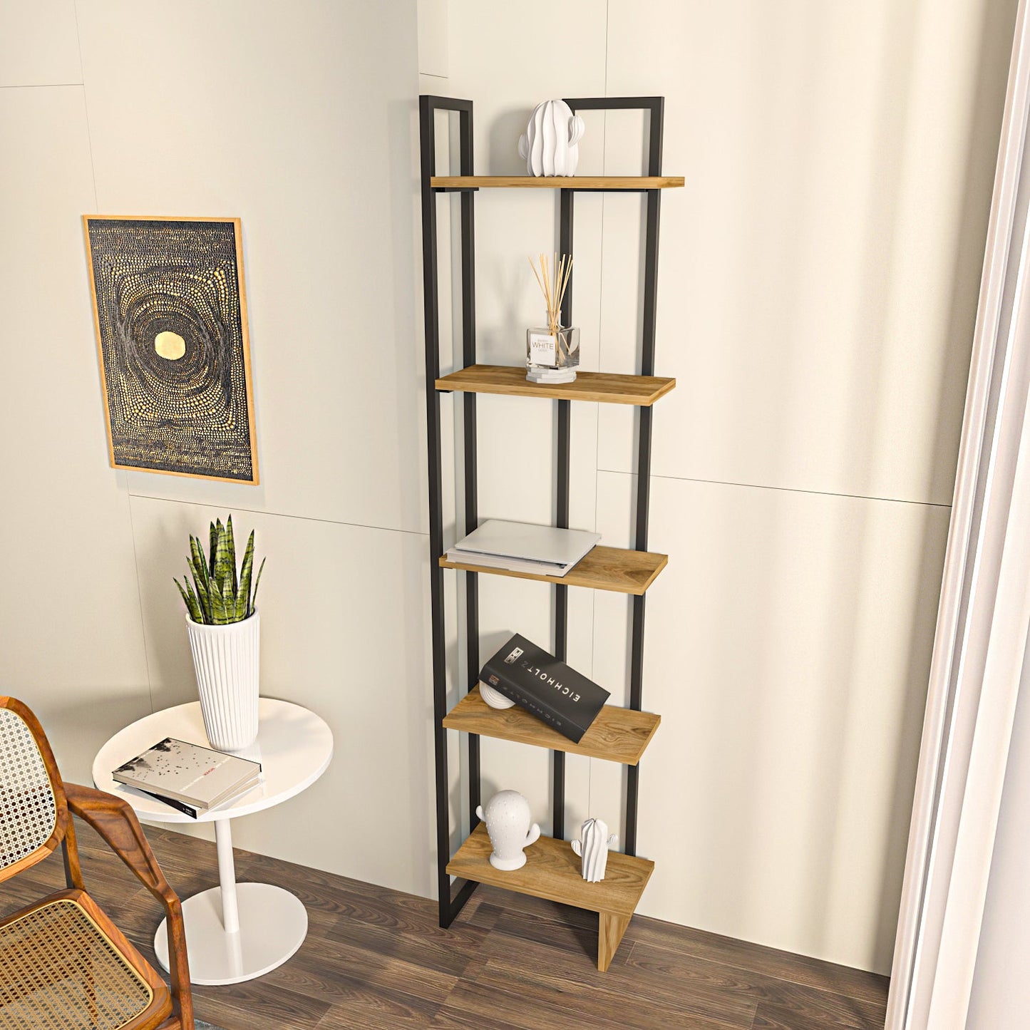 Alice Metal Bookcase-Black&OUD OAK by DECOROTIKA | Souqify