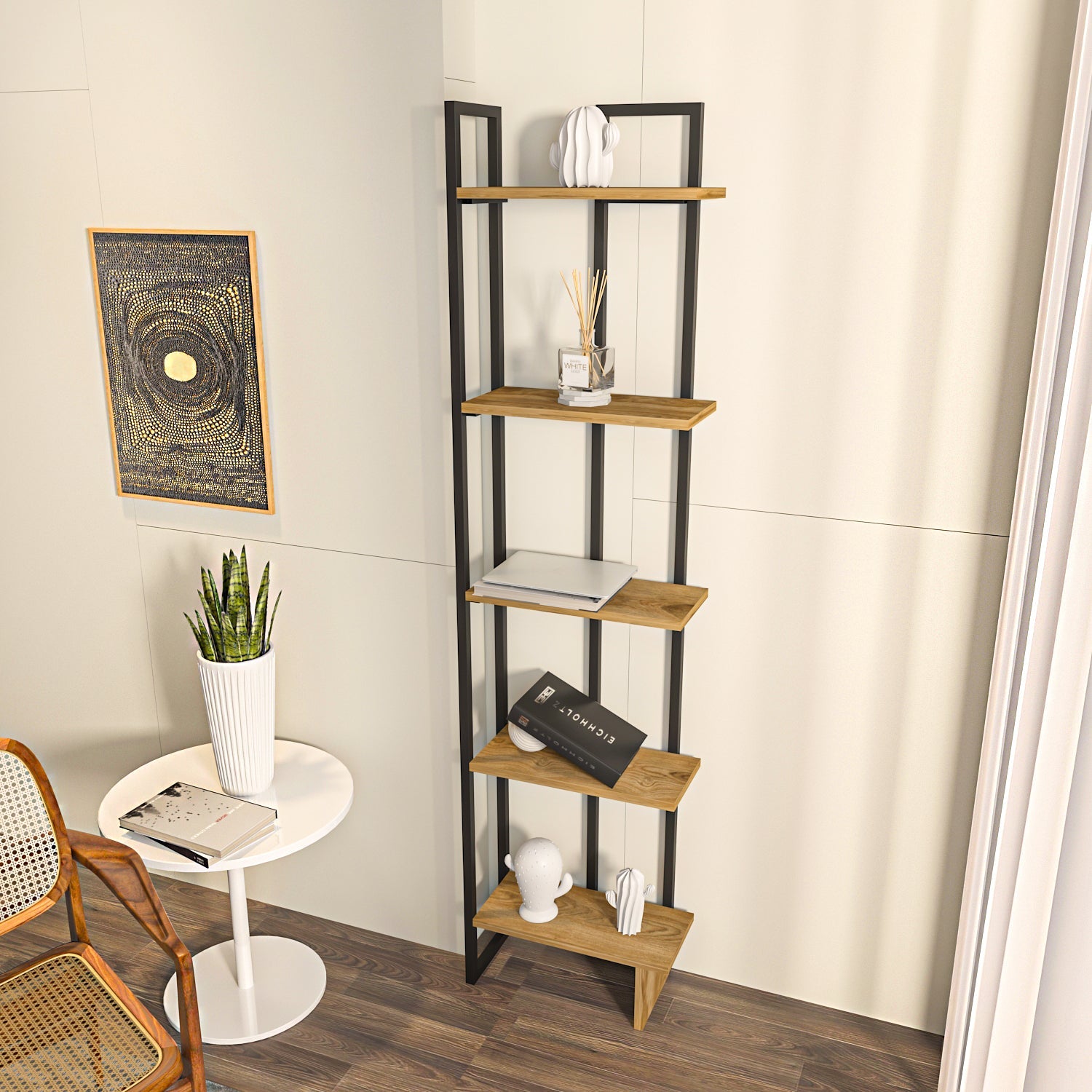 Alice Metal Bookcase-Black&OUD OAK by DECOROTIKA | Souqify
