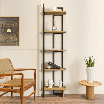 Alice Metal Bookcase-Black&OUD OAK by DECOROTIKA | Souqify
