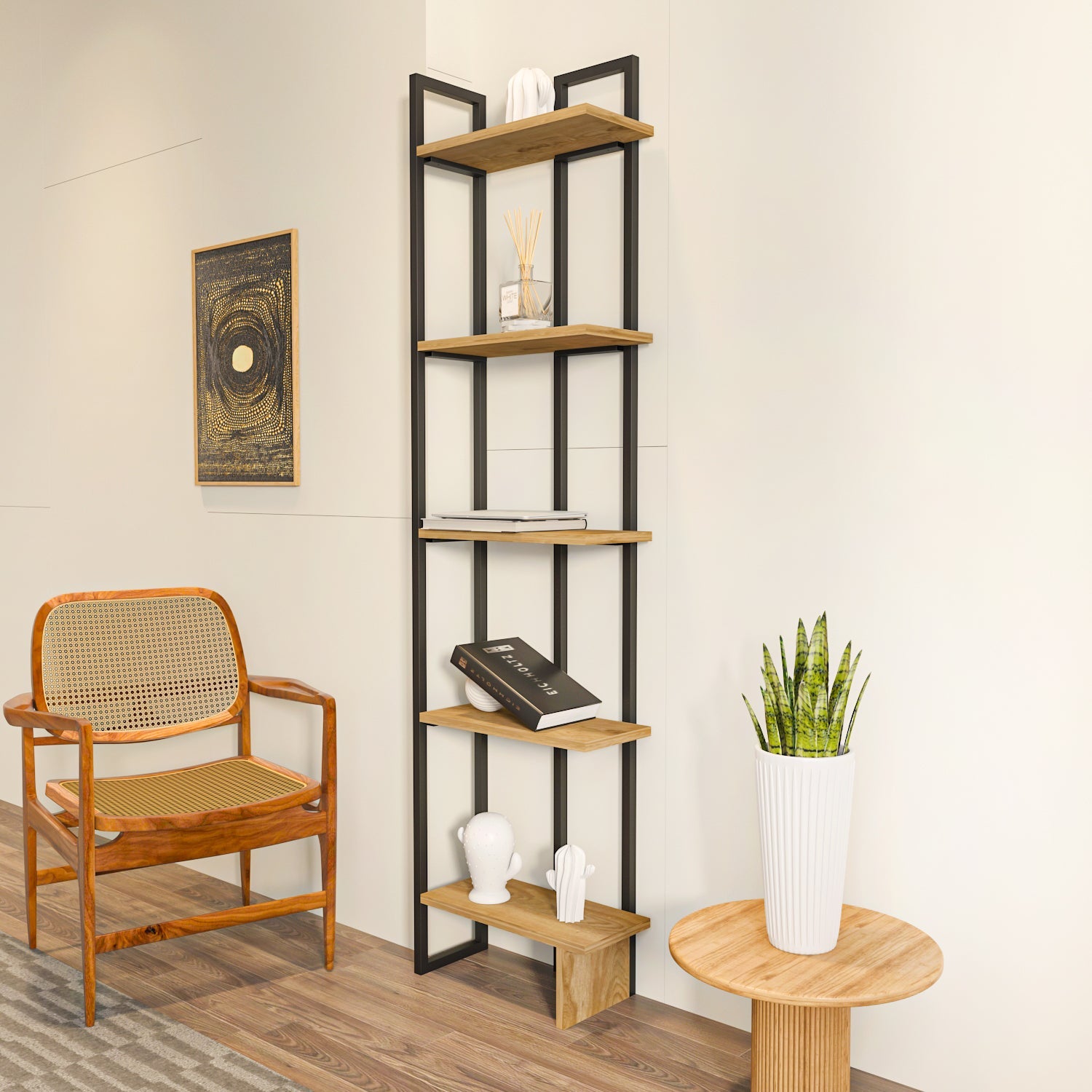 Alice Metal Bookcase-Black&OUD OAK by DECOROTIKA | Souqify