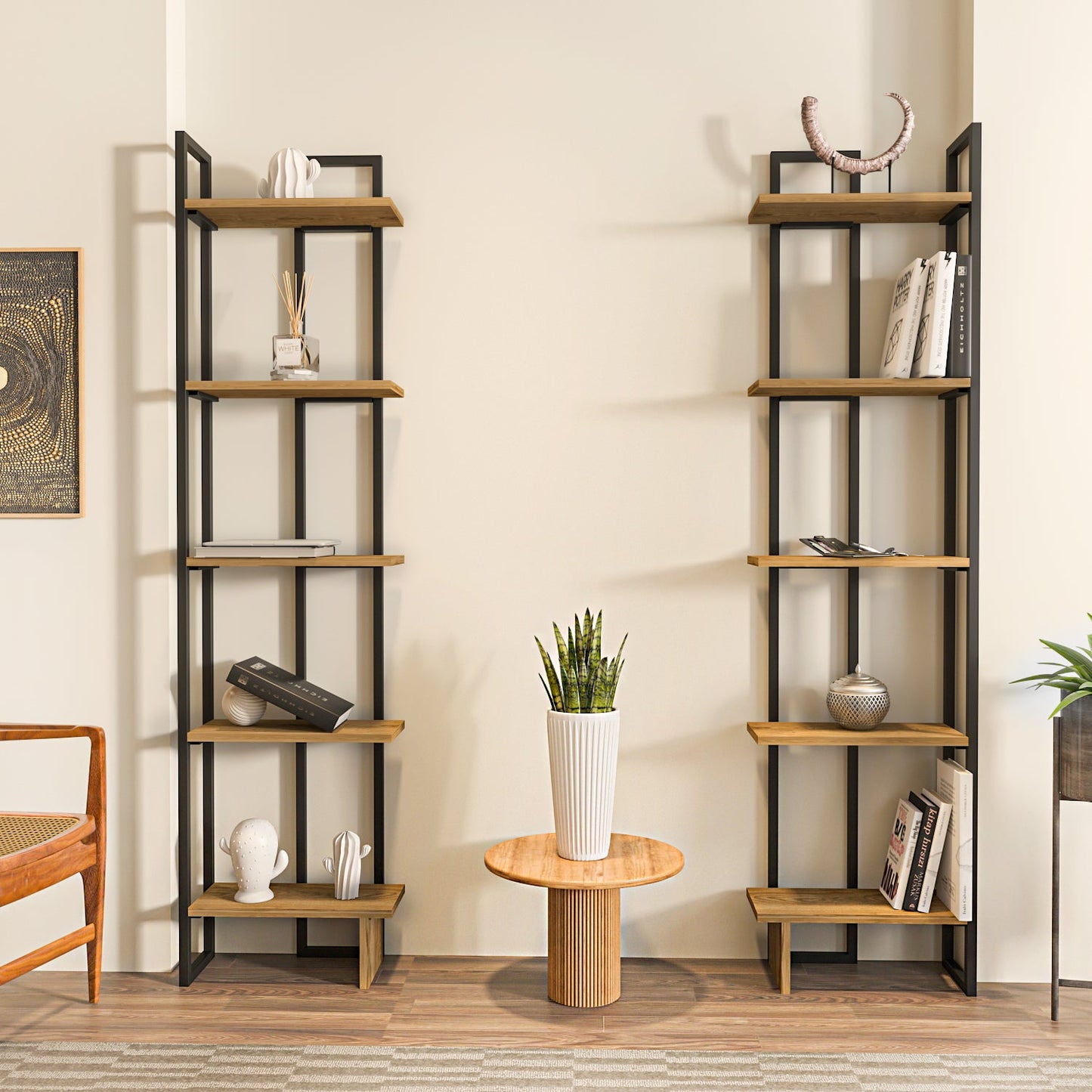 Alice Metal Bookcase-Black&OUD OAK by DECOROTIKA | Souqify