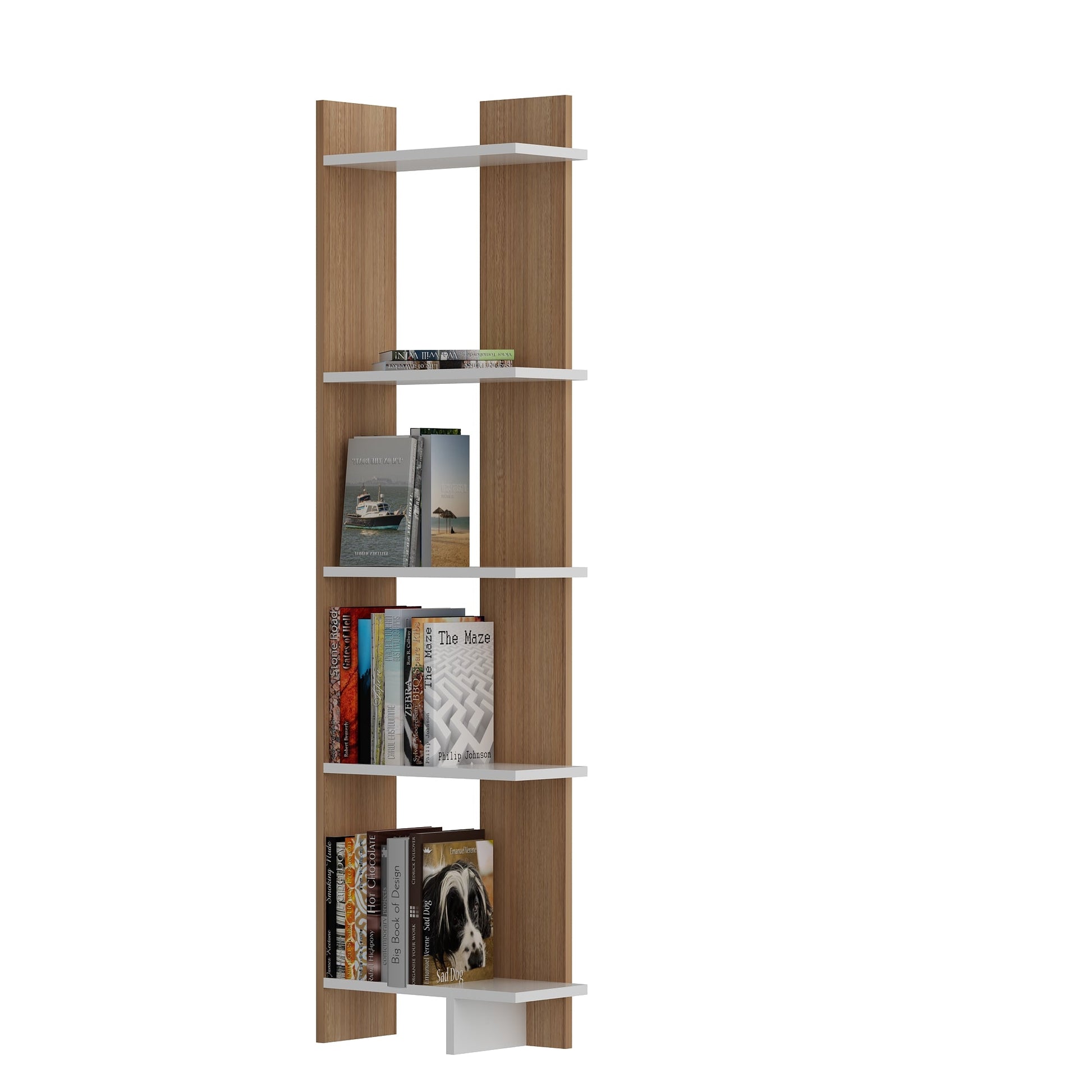 Alice Wood Bookcase-White&TEAK by DECOROTIKA | Souqify