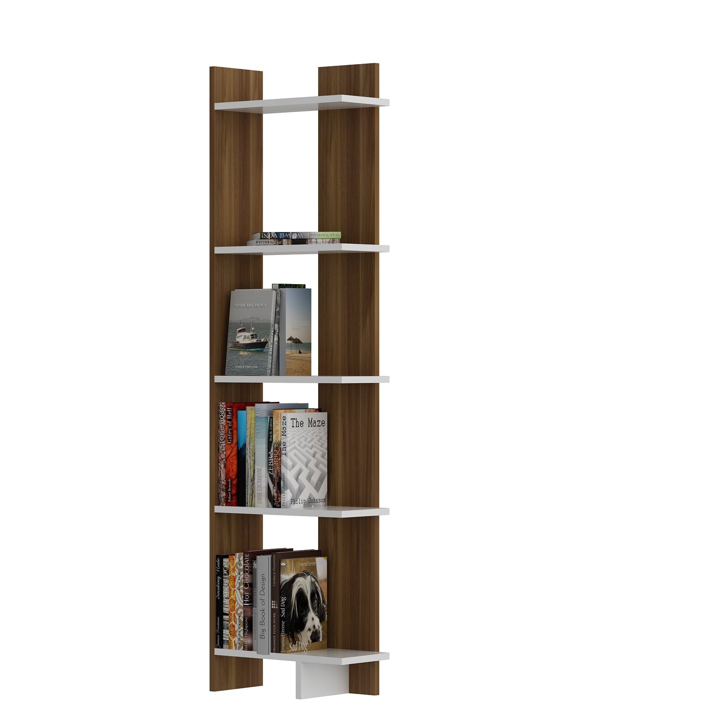 Alice Wood Bookcase-White&Walnut by DECOROTIKA | Souqify