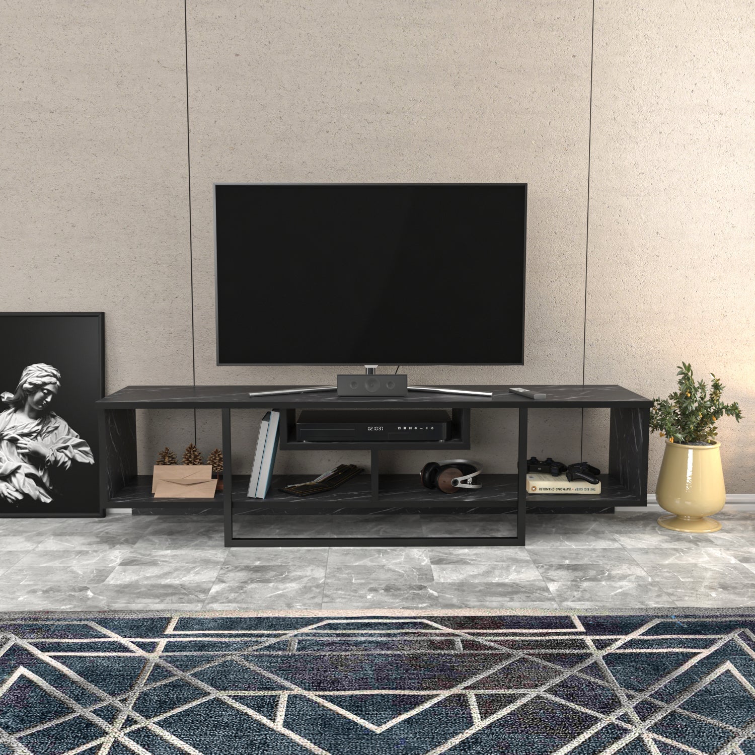 Asal 150 cm TV Unit Bendire and Black by DECOROTIKA | Souqify