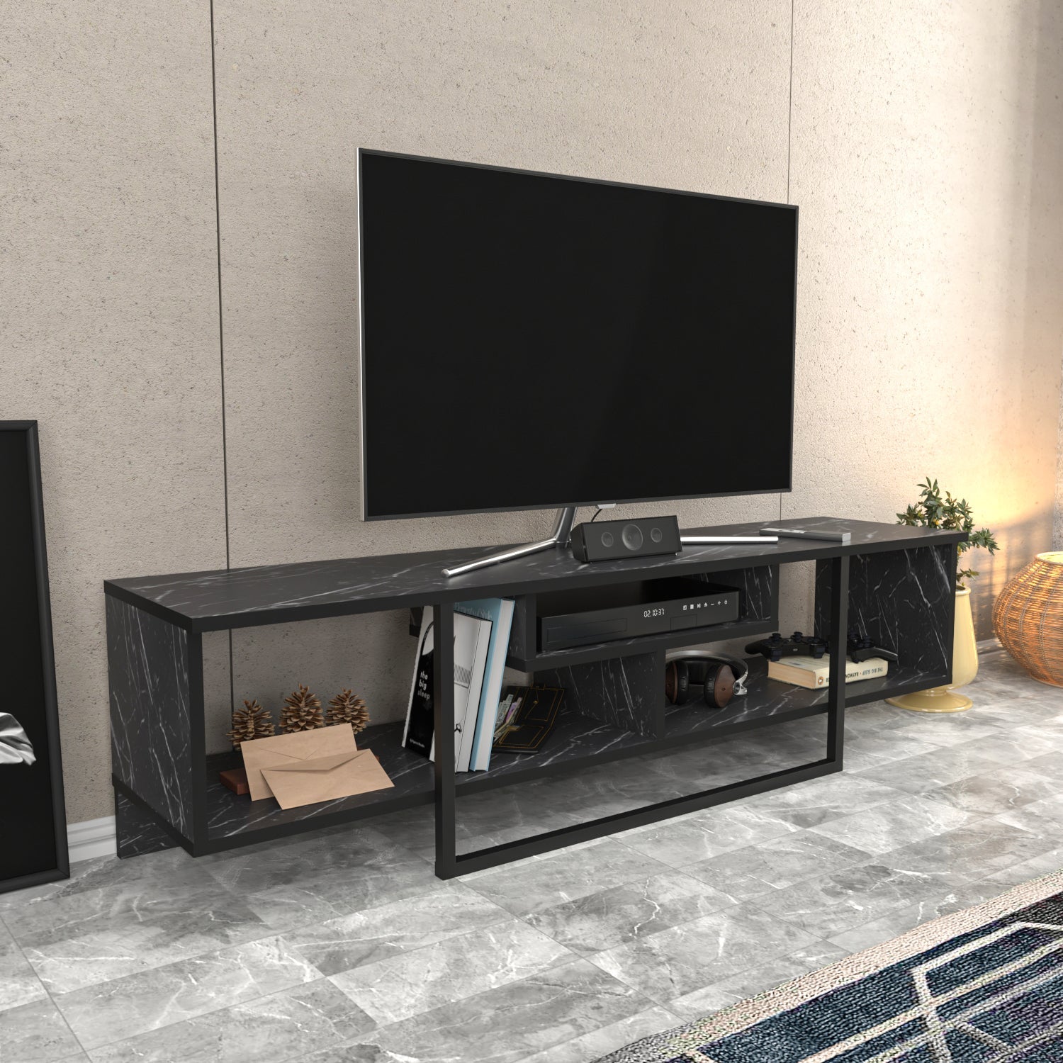 Asal 150 cm TV Unit Bendire and Black by DECOROTIKA | Souqify