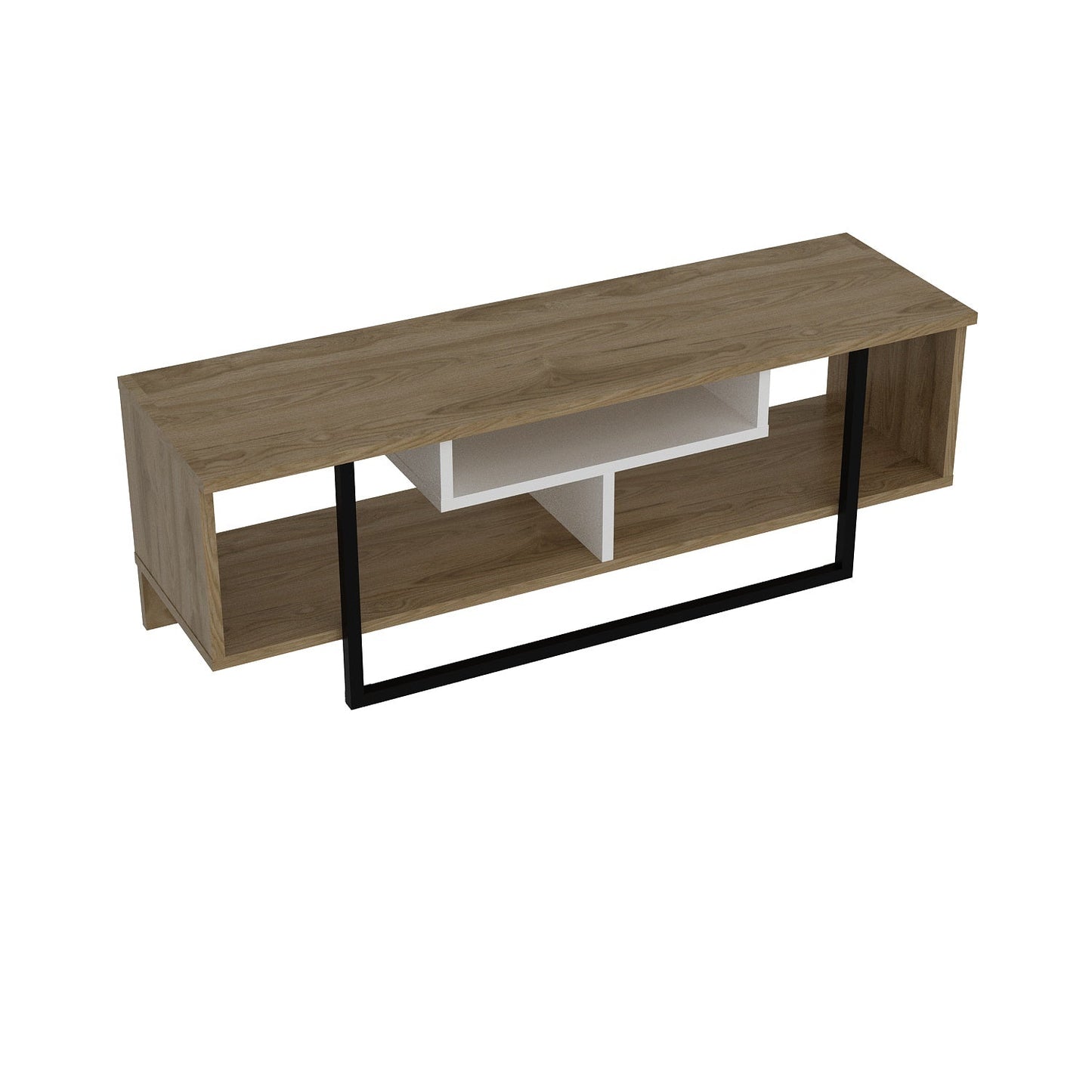 Asal 47'' TV Unit - Oud Oak & White & Black by DECOROTIKA | Souqify