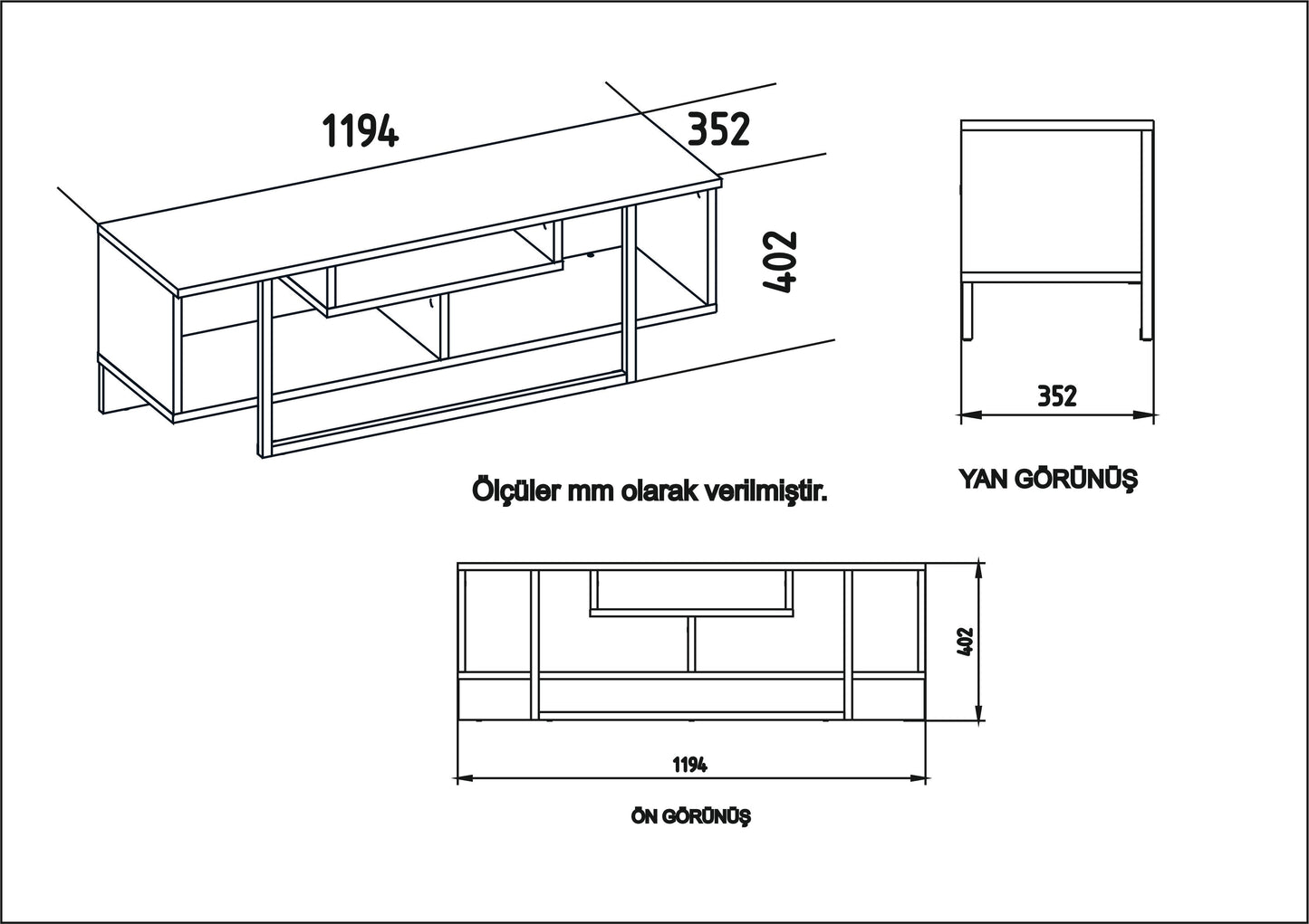 Asal 47'' TV Unit - Oud Oak & White & Black by DECOROTIKA | Souqify
