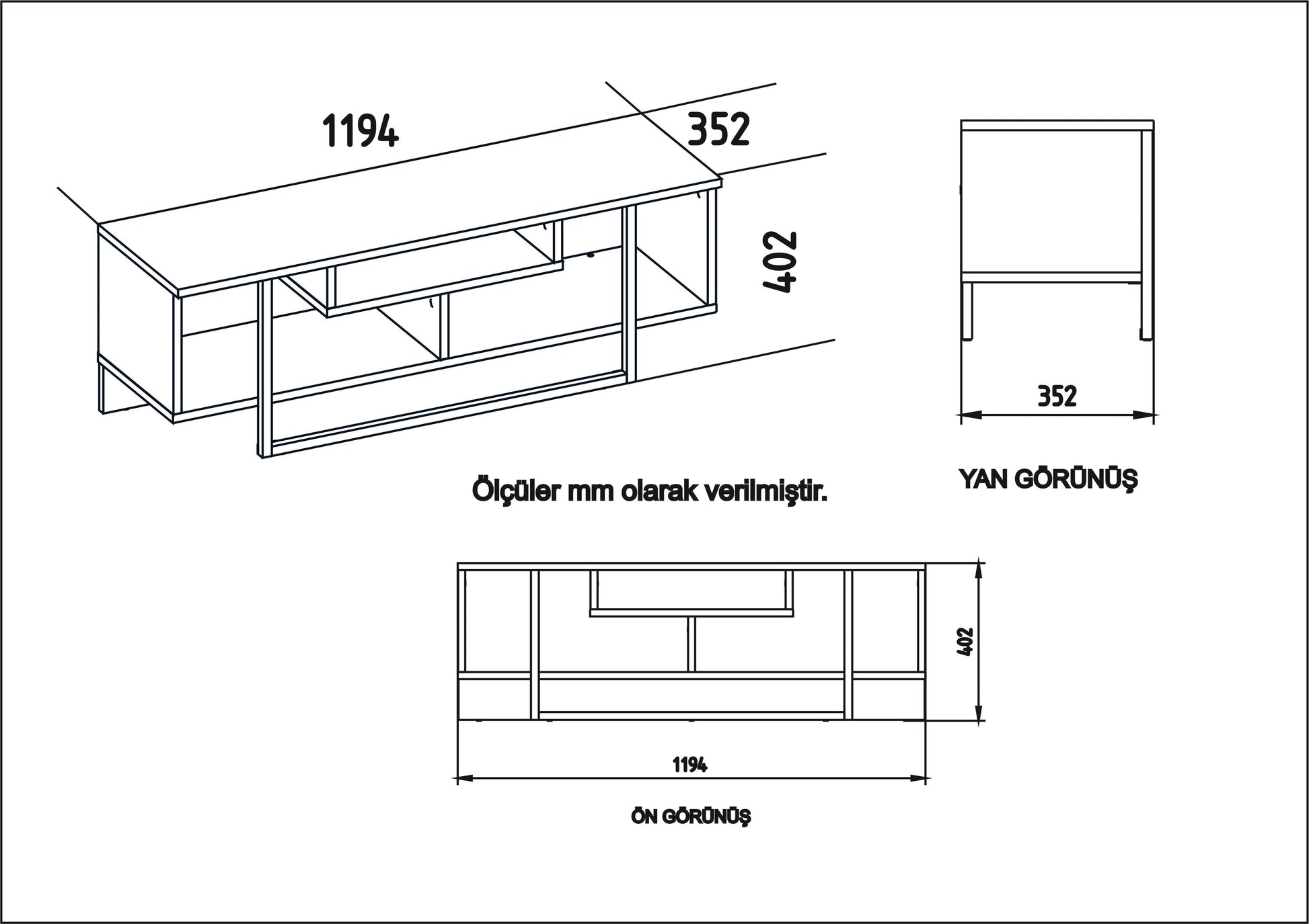 Asal 47'' TV Unit - Oud Oak & White & Black by DECOROTIKA | Souqify