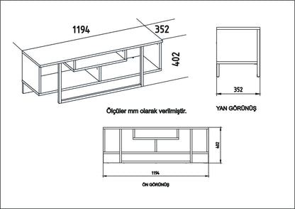 Asal 47'' TV Unit - Oud Oak & White & Black by DECOROTIKA | Souqify