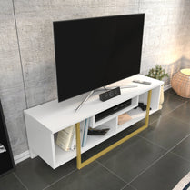 Asal 47'' TV Unit - White & Gold by DECOROTIKA | Souqify