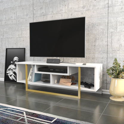 Asal 47'' TV Unit - White & Gold by DECOROTIKA | Souqify