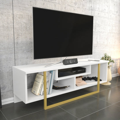 Asal 47'' TV Unit - White & Gold by DECOROTIKA | Souqify