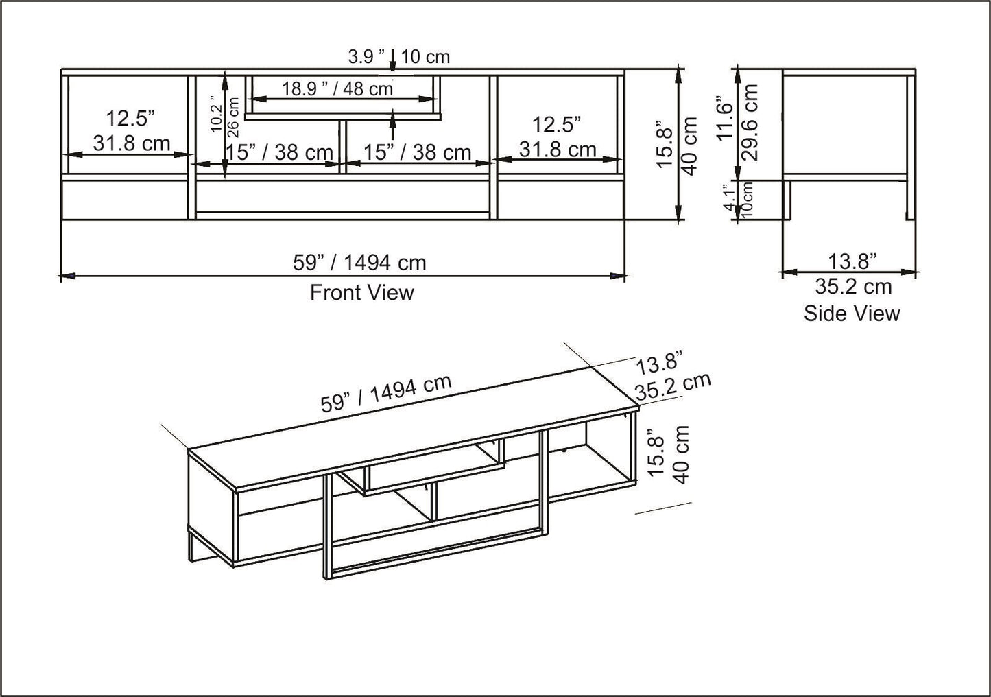 Asal 59'' TV Unit - Oud Oak & White & Black by DECOROTIKA | Souqify