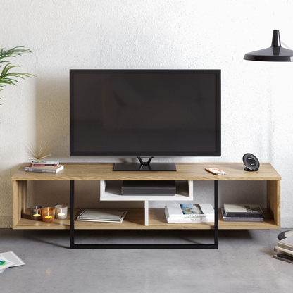 Asal 59'' TV Unit - Oud Oak & White & Black by DECOROTIKA | Souqify