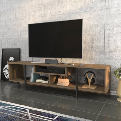 Asal 59'' TV Unit - Walnut & Black by DECOROTIKA | Souqify