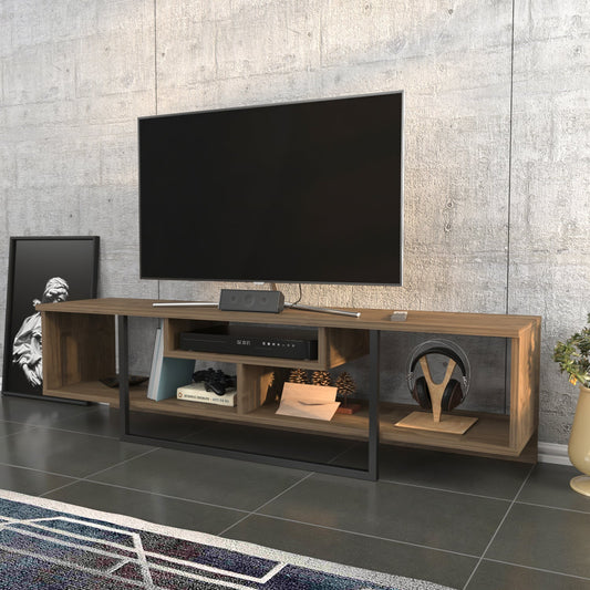 Asal 59'' TV Unit - Walnut & Black by DECOROTIKA | Souqify