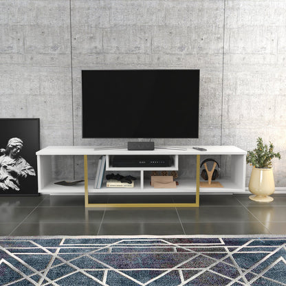 Asal 59" TV Unit - White & Gold by DECOROTIKA | Souqify