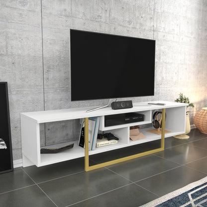 Asal 59" TV Unit - White & Gold by DECOROTIKA | Souqify