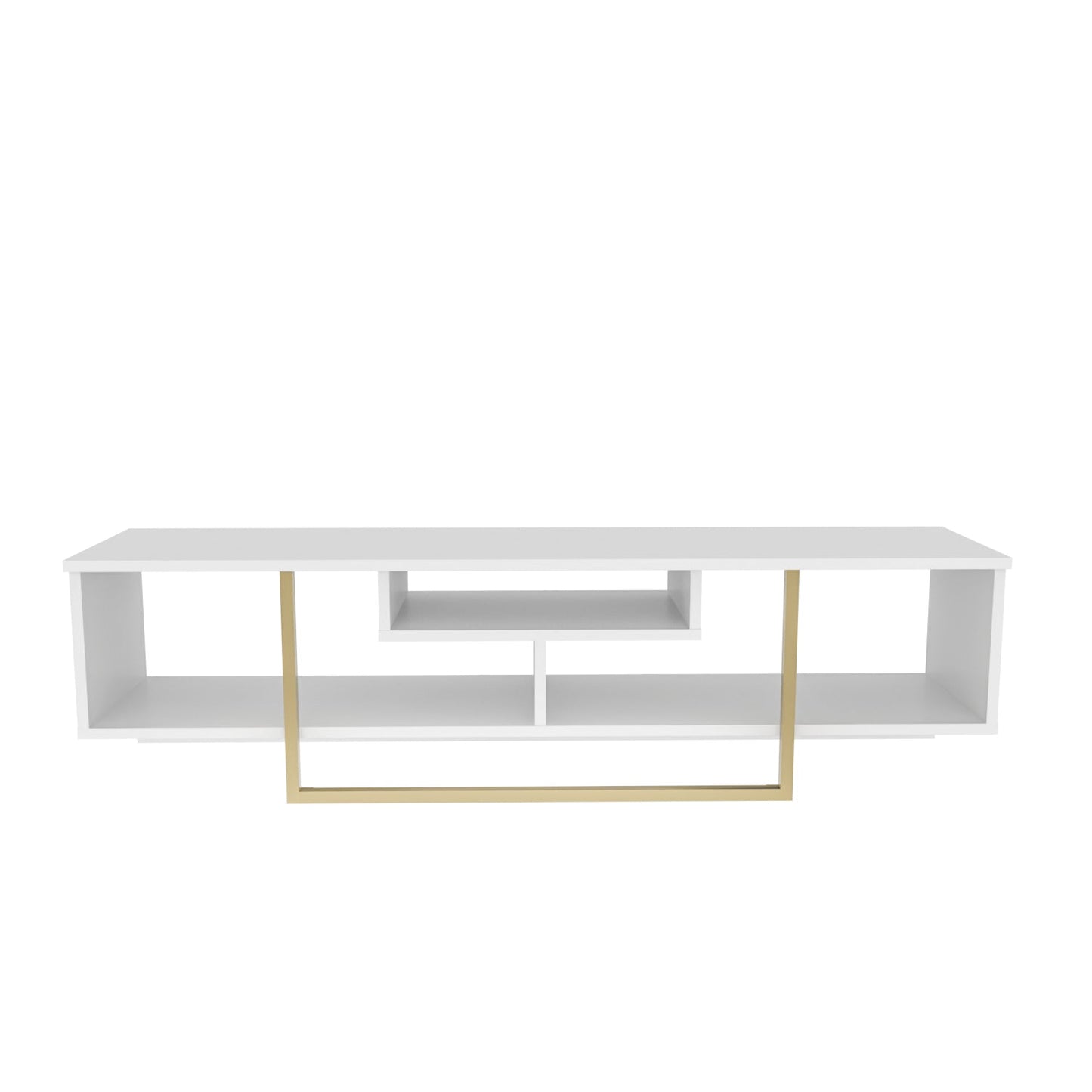 Asal 59" TV Unit - White & Gold by DECOROTIKA | Souqify